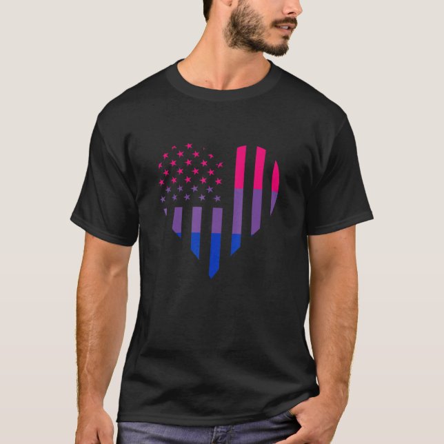 Camiseta American USA Bisexual Flag Bisexuality Heart Bisex (Anverso)