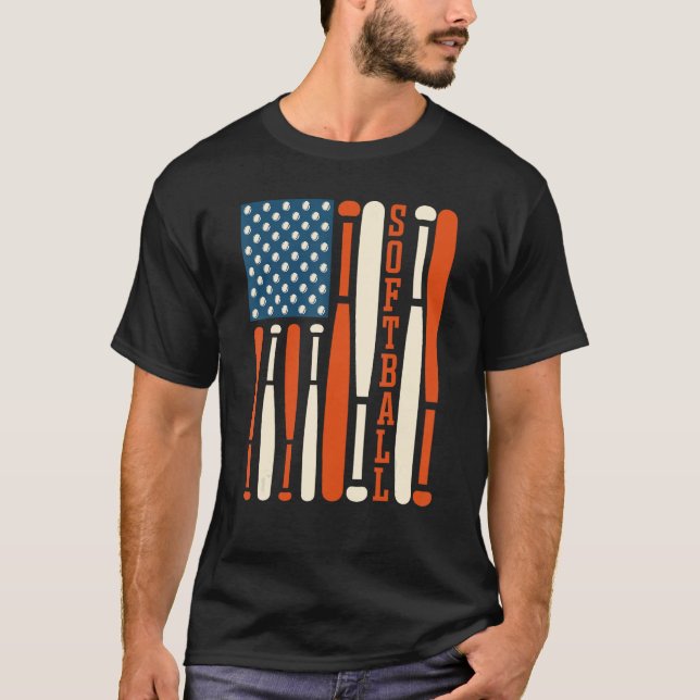 Camiseta American USA Flag Softball Bat Softball Softball C (Anverso)