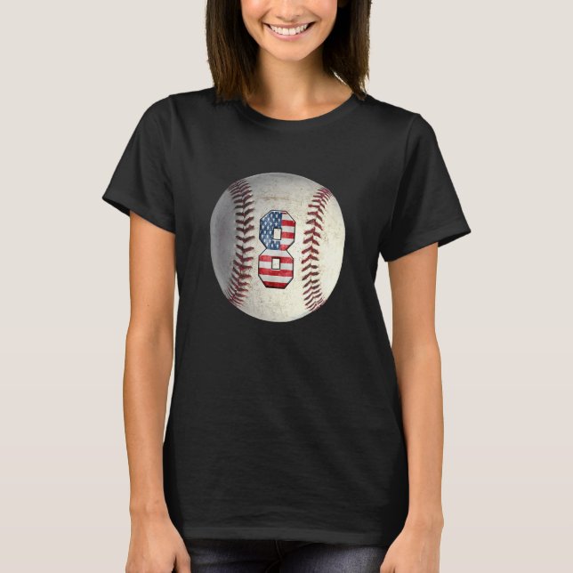 Camiseta American USA Flag With Retro 8 Baseball Number 8 V (Anverso)