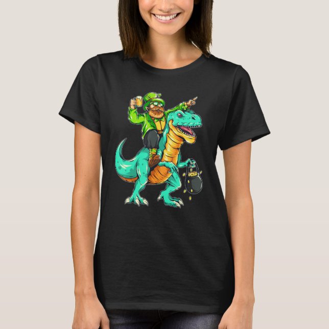 Camiseta American USA Irish Flag St Patricks Day And T-Rex (Anverso)