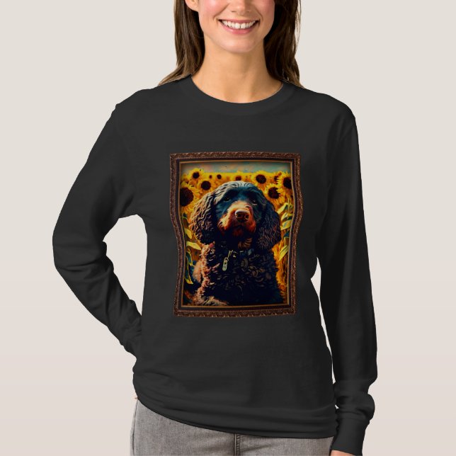 Camiseta American Water Spaniel Painting Sunflower Flower M (Anverso)