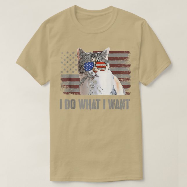 Camiseta American Wirehair CatIDo What I Want Retro USA Fun (Diseño del anverso)