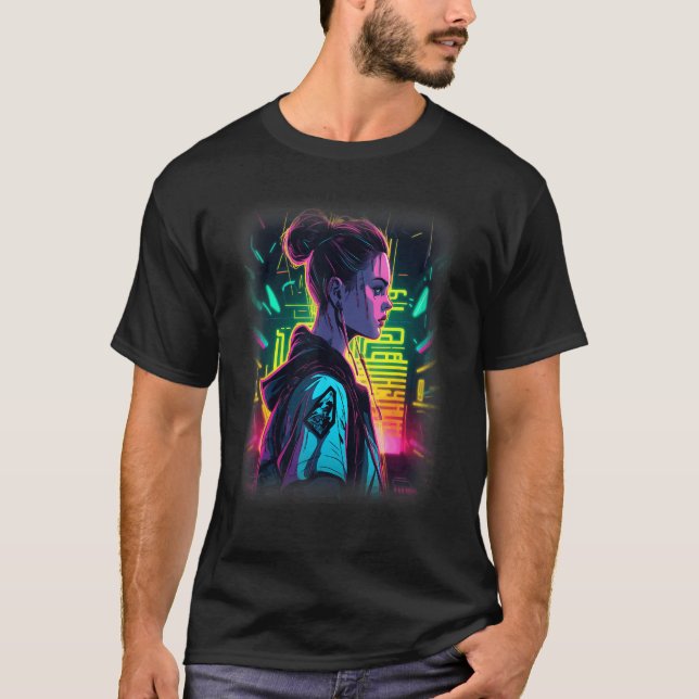Camiseta American Woman Aesthetics Cool Rave Techno Girl Re (Anverso)