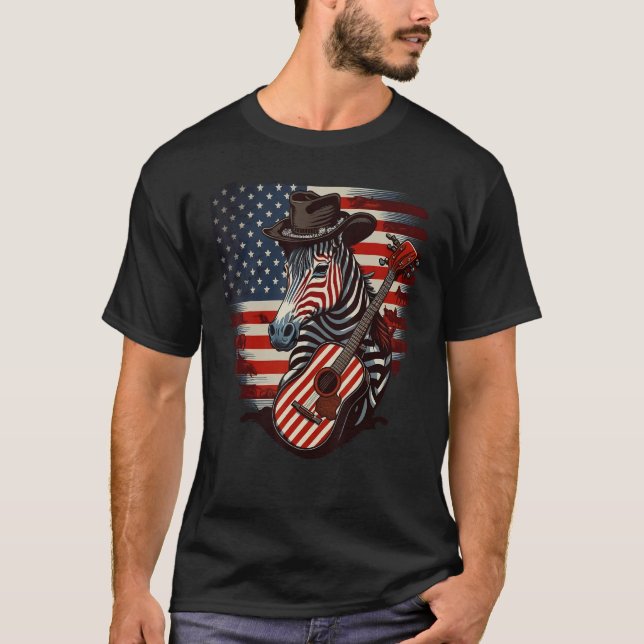 Camiseta American Zebra Guitar USA County Music (Anverso)