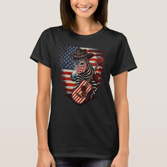Camiseta American Zebra Guitar USA County Music (Anverso)