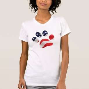Camiseta americana de las mujeres blancas de la