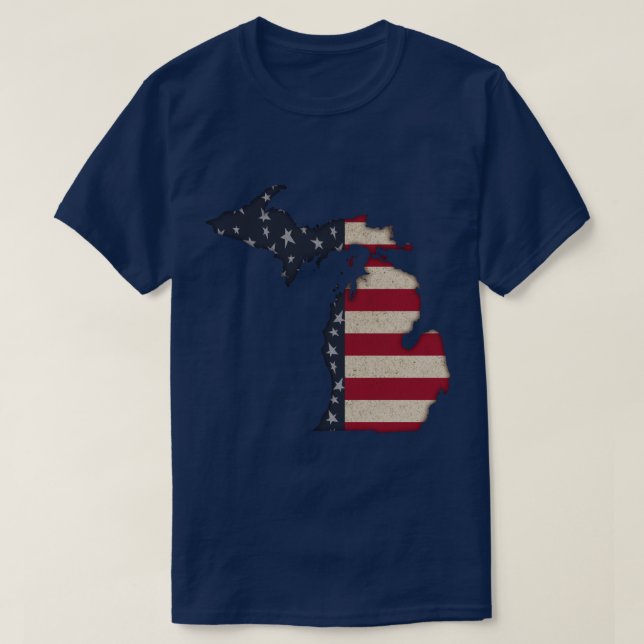 Camiseta Americana Grunge Michigan | Imagen frontal y poste (Diseño del anverso)