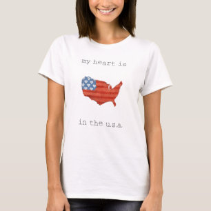 Camiseta Americana   Mi Corazón Está En El Mapa De EEUU