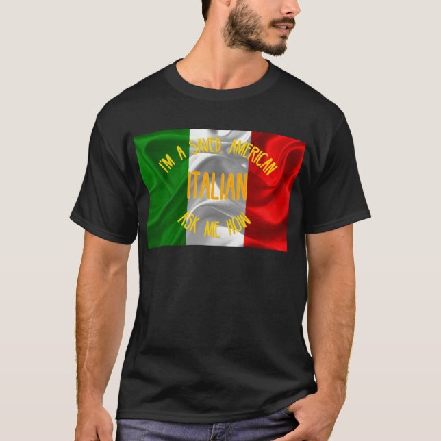 Camiseta Americano ahorrado, italiano en letras del oro (Anverso)