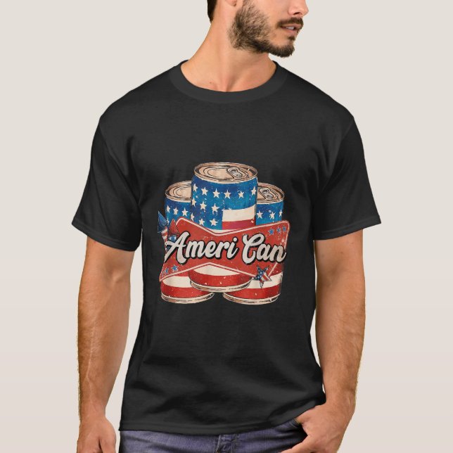Camiseta Americano Ameri Can 4 De Julio Retro Cerveza Usa P (Anverso)