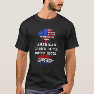 Camiseta Americano Crece Árbol Raíces Holandesas USA Bander