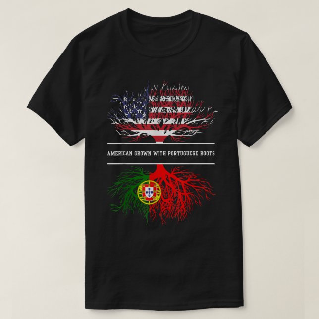 Camiseta Americano Crecer Con Raíces Portuguesas Tee Portug (Diseño del anverso)