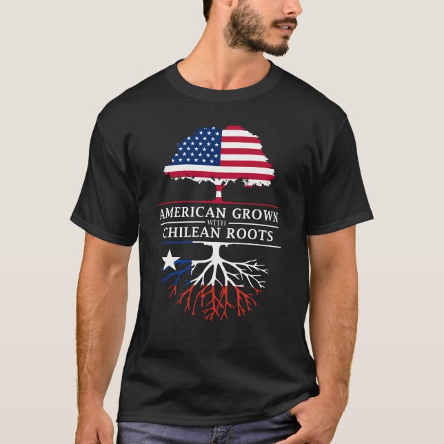 Camiseta Americano crecido con el diseño de Chile   de las (Anverso)