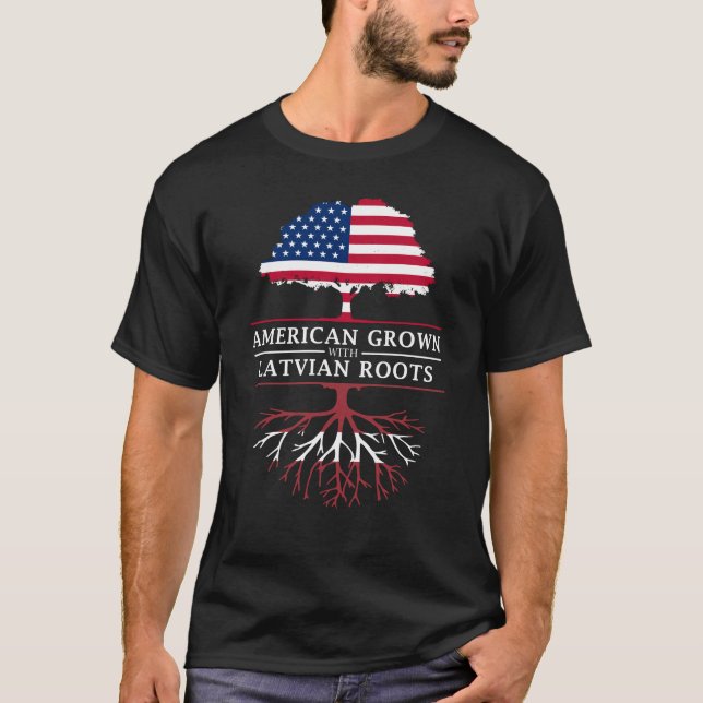 Camiseta Americano crecido con el diseño de Letonia   de (Anverso)