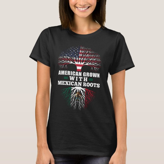 Camiseta Americano crecido con las raíces mexicanas (Anverso)