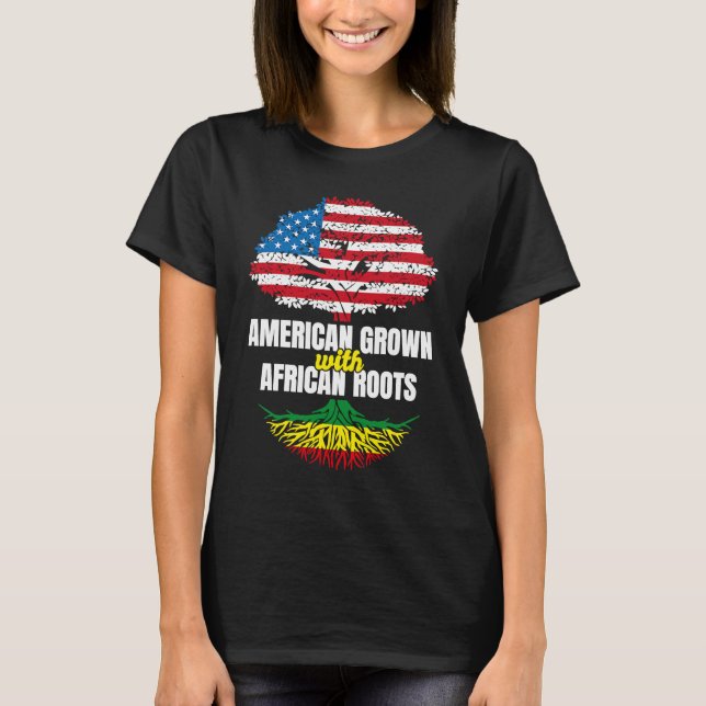 Camiseta Americano crecido con raíces africanas historia ne (Anverso)