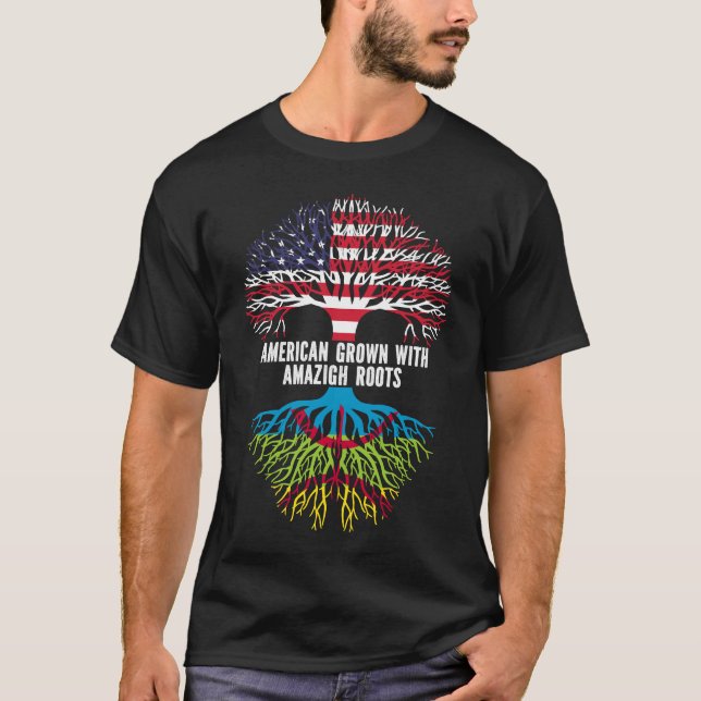 Camiseta Americano crecido con raíces amazigh Bandera de Es (Anverso)