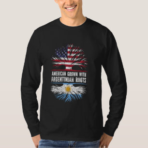 Camiseta Americano Crecido Con Raíces Argentinas Bandera Es