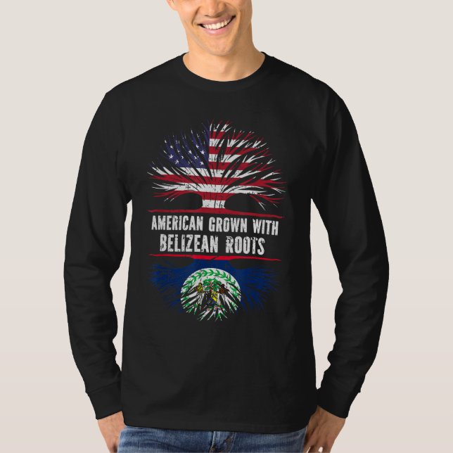 Camiseta Americano crecido con raíces beliceas Bandera de E (Anverso)