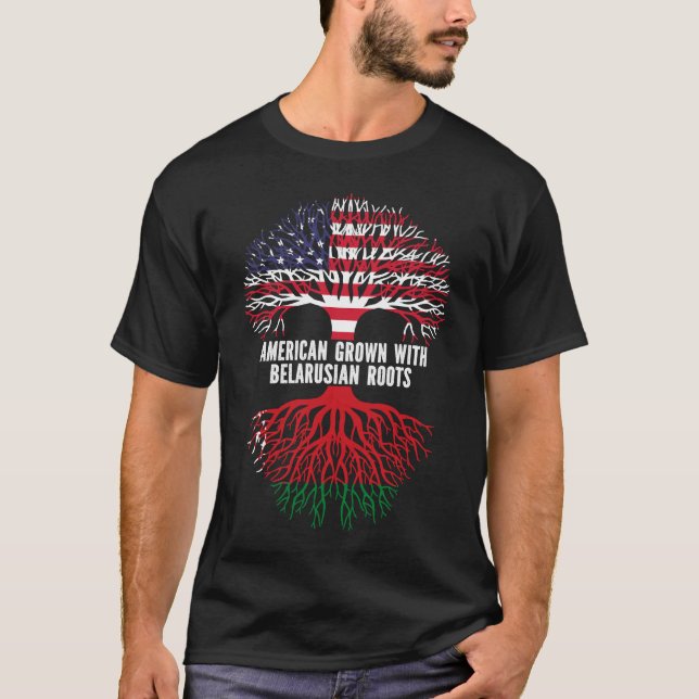 Camiseta Americano crecido con raíces bielorrusas Bandera d (Anverso)