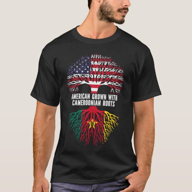 Camiseta Americano crecido con raíces camerunesas bandera d (Anverso)