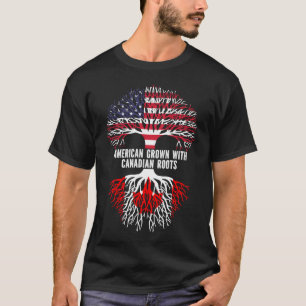 Camiseta Americano crecido con raíces canadienses bandera d