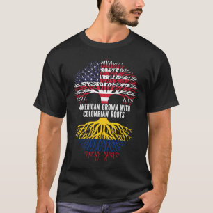 Camiseta Americano crecido con raíces colombianas bandera d
