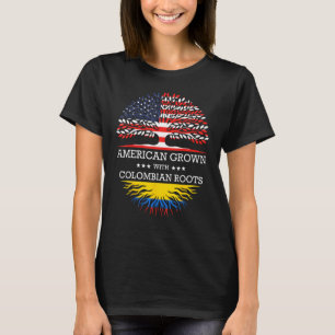 Camiseta Americano crecido con raíces colombianas bandera d