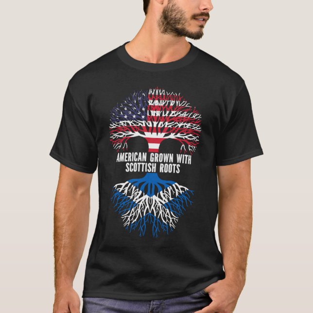 Camiseta Americano crecido con raíces escocesas bandera de  (Anverso)