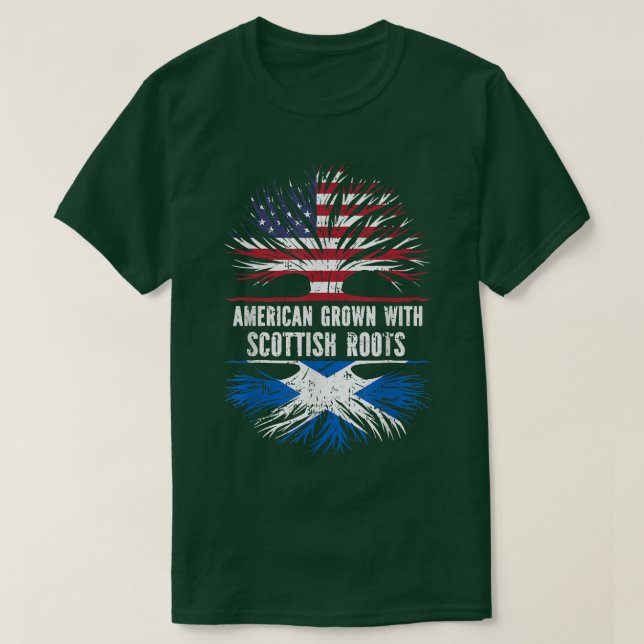 Camiseta Americano crecido con raíces escocesas Bandera de  (Diseño del anverso)
