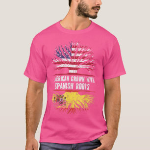 Camiseta Americano crecido con raíces españolas Bandera de