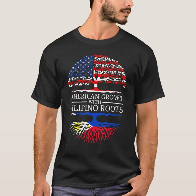Camiseta Americano Crecido Con Raíces Filipinas Árbol De Ba (Anverso)
