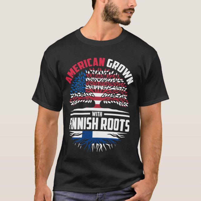 Camiseta Americano crecido con raíces finlandesas bandera d (Anverso)