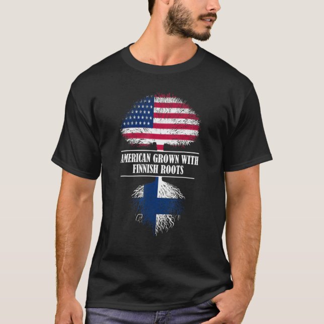 Camiseta Americano crecido con raíces finlandesas bandera d (Anverso)