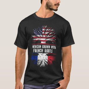 Camiseta Americano crecido con raíces francesas bandera de