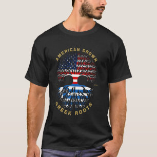 Camiseta Americano crecido con raíces griegas Árbol bandera