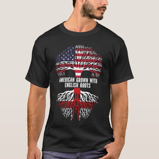 Camiseta Americano crecido con raíces inglesas bandera de E (Anverso)