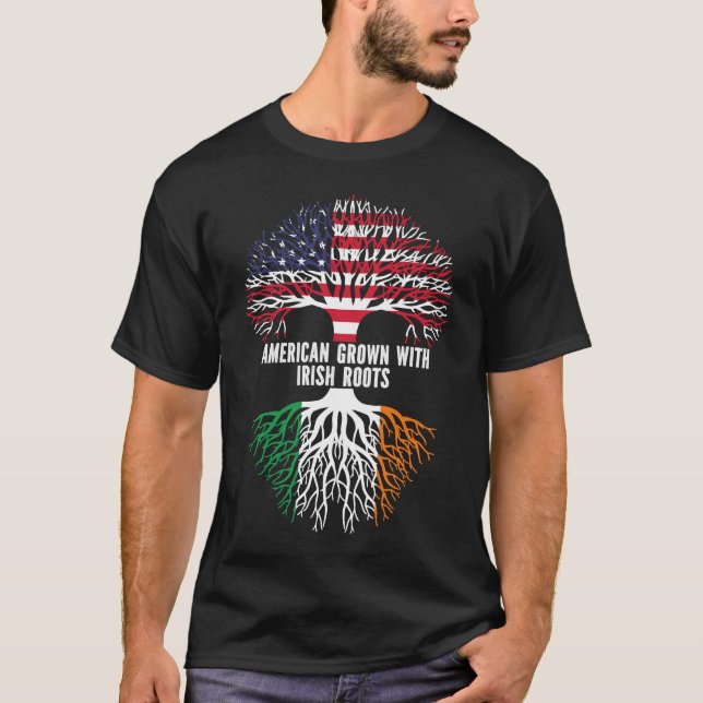 Camiseta Americano crecido con raíces irlandesas bandera de (Anverso)