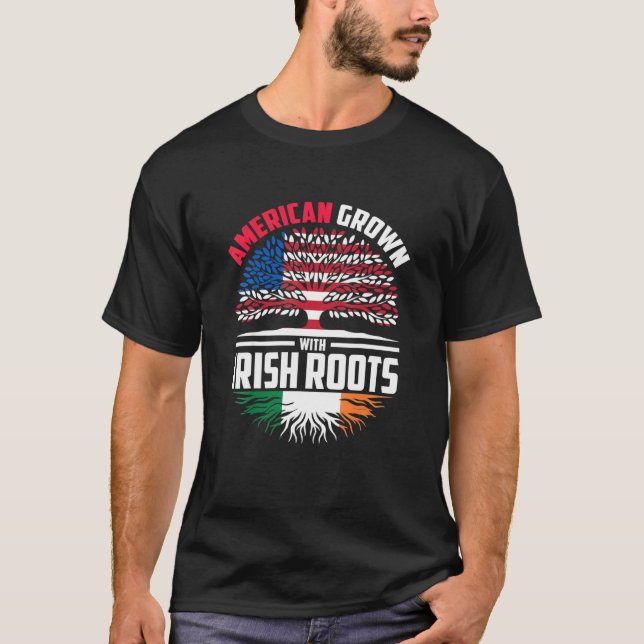 Camiseta Americano crecido con raíces irlandesas bandera de (Anverso)