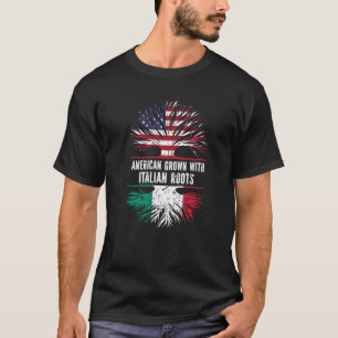 Camiseta Americano Crecido Con Raíces Italianas Bandera Est