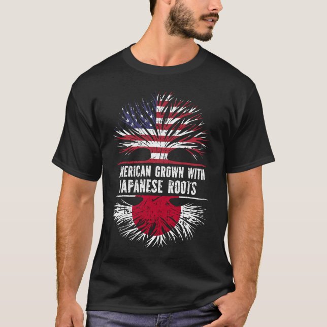 Camiseta Americano crecido con raíces japonesas bandera de  (Anverso)