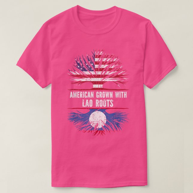 Camiseta Americano crecido con raíces laosianas bandera de  (Diseño del anverso)