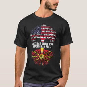 Camiseta Americano crecido con raíces macedonias bandera de