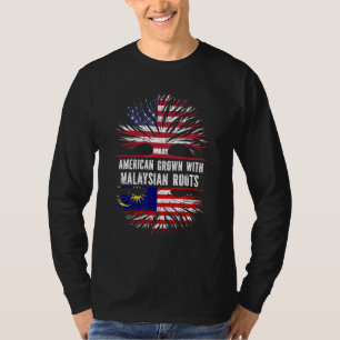 Camiseta Americano crecido con raíces malasias bandera de E
