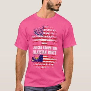 Camiseta Americano crecido con raíces malasias bandera de E