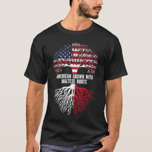 Camiseta Americano crecido con raíces maltesas bandera de E