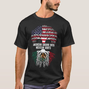 Camiseta Americano crecido con raíces mexicanas bandera de