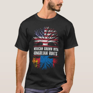 Camiseta Americano crecido con raíces mongolas Bandera de E