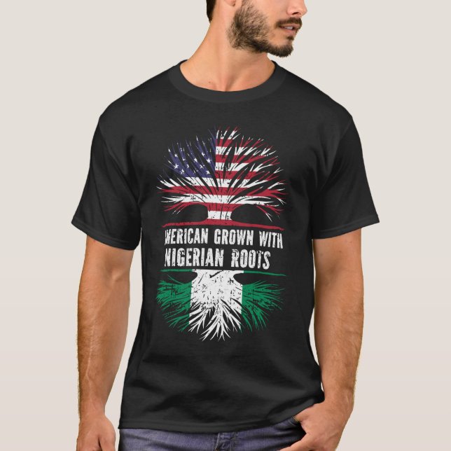 Camiseta Americano crecido con raíces nigerianas bandera de (Anverso)
