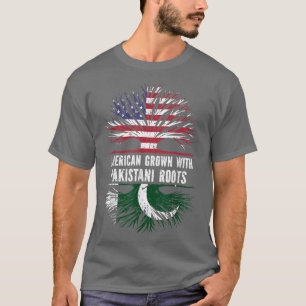 Camiseta Americano crecido con raíces paquistaníes bandera 